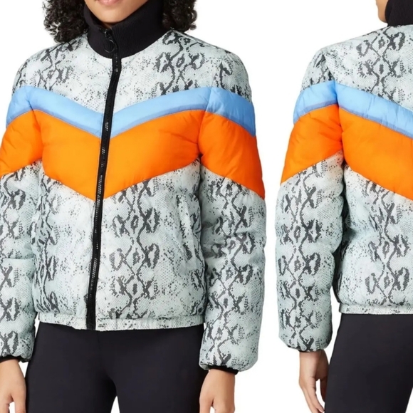 Central Park West Wesley Snakeskin Print Full Zip Puffer Jacket, XS - Picture 2 of 16